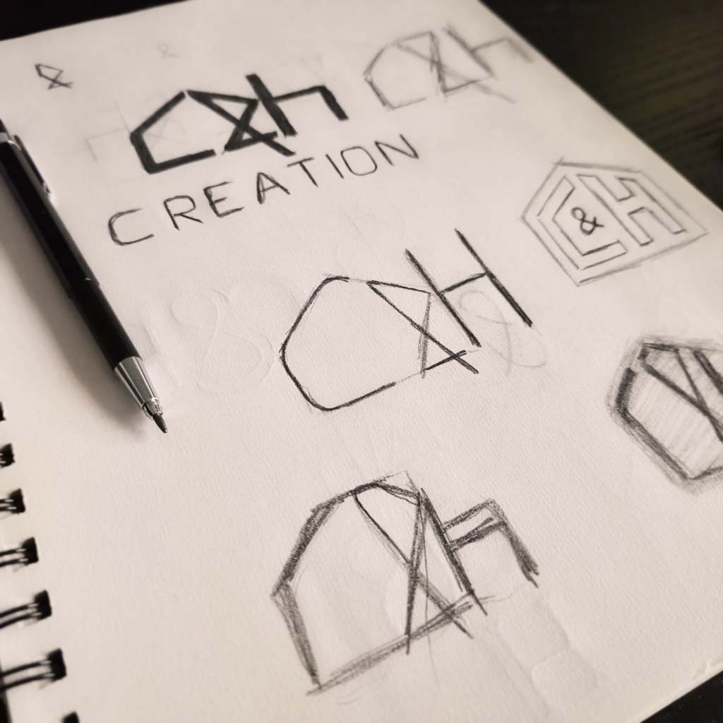 C&H Creations logo sketches