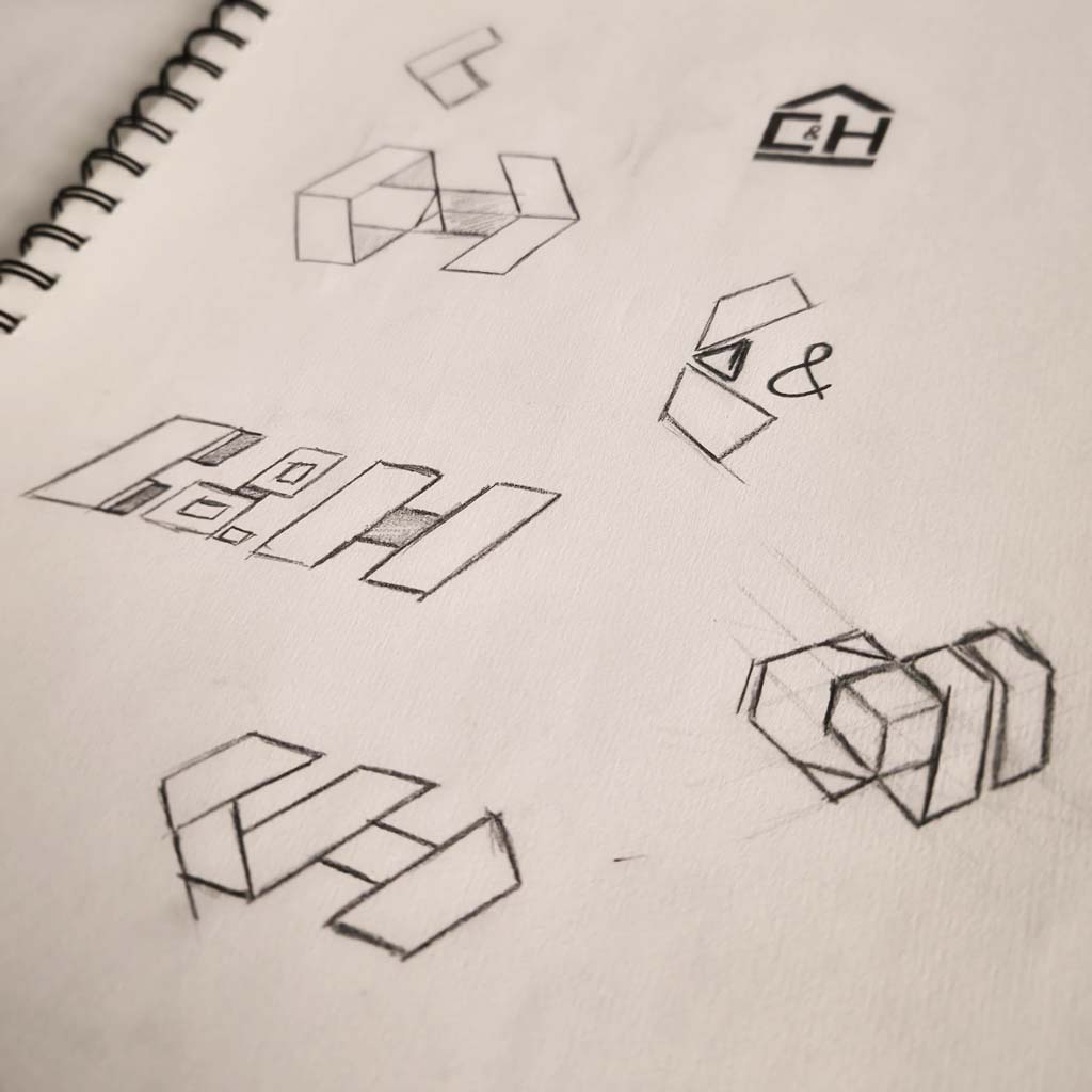 C&H Creations logo sketches