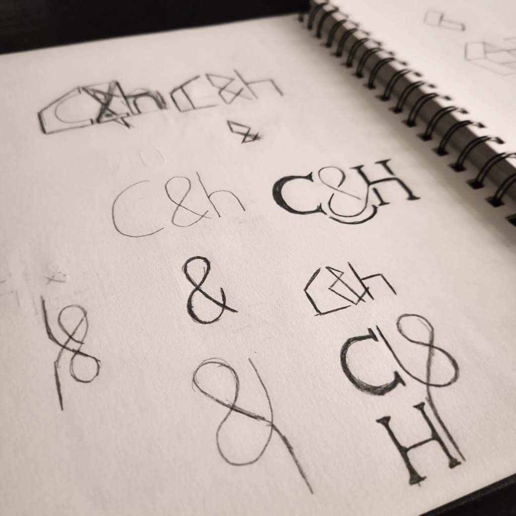 C&H Creations logo sketches