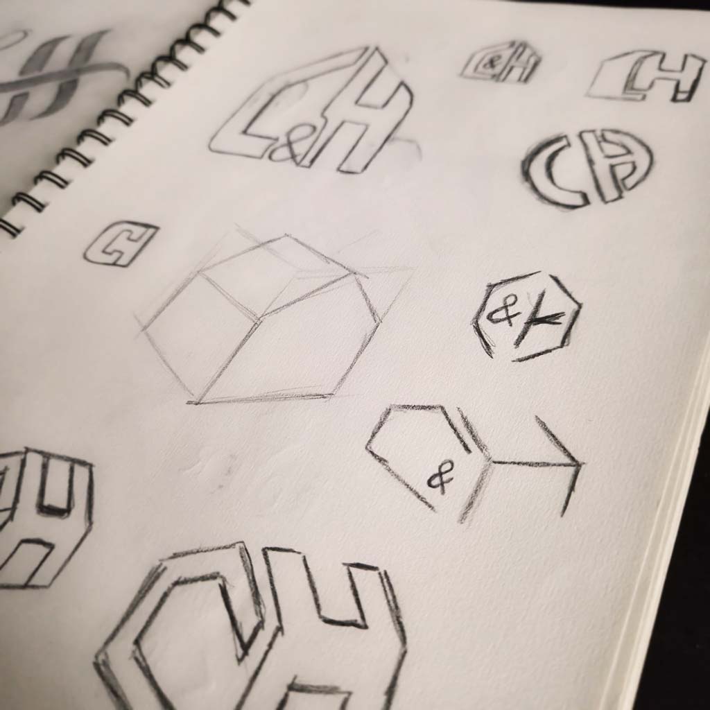 C&H Creations logo sketches