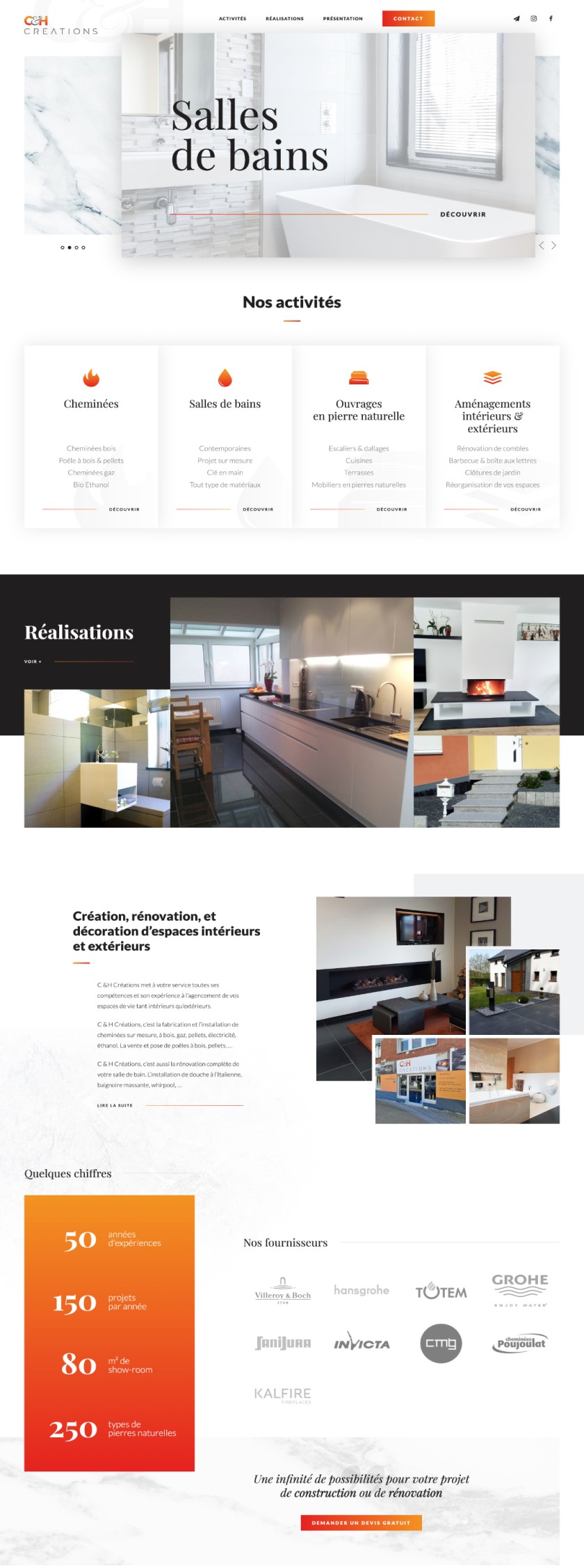 C&H Creations website, the full page