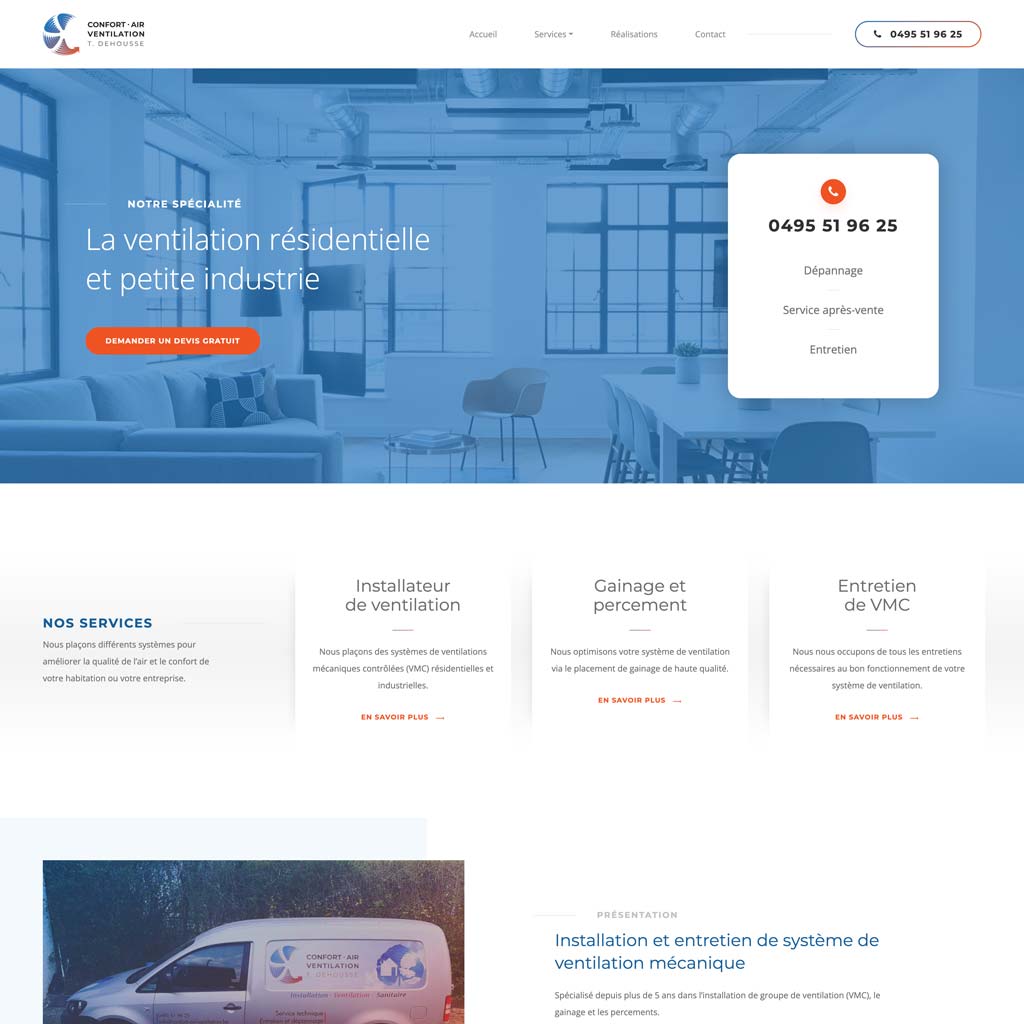 Confort Air Ventilation website