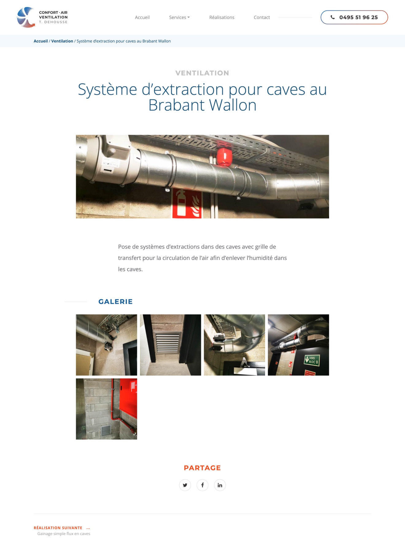 A project page of the Confort Air Ventilation website