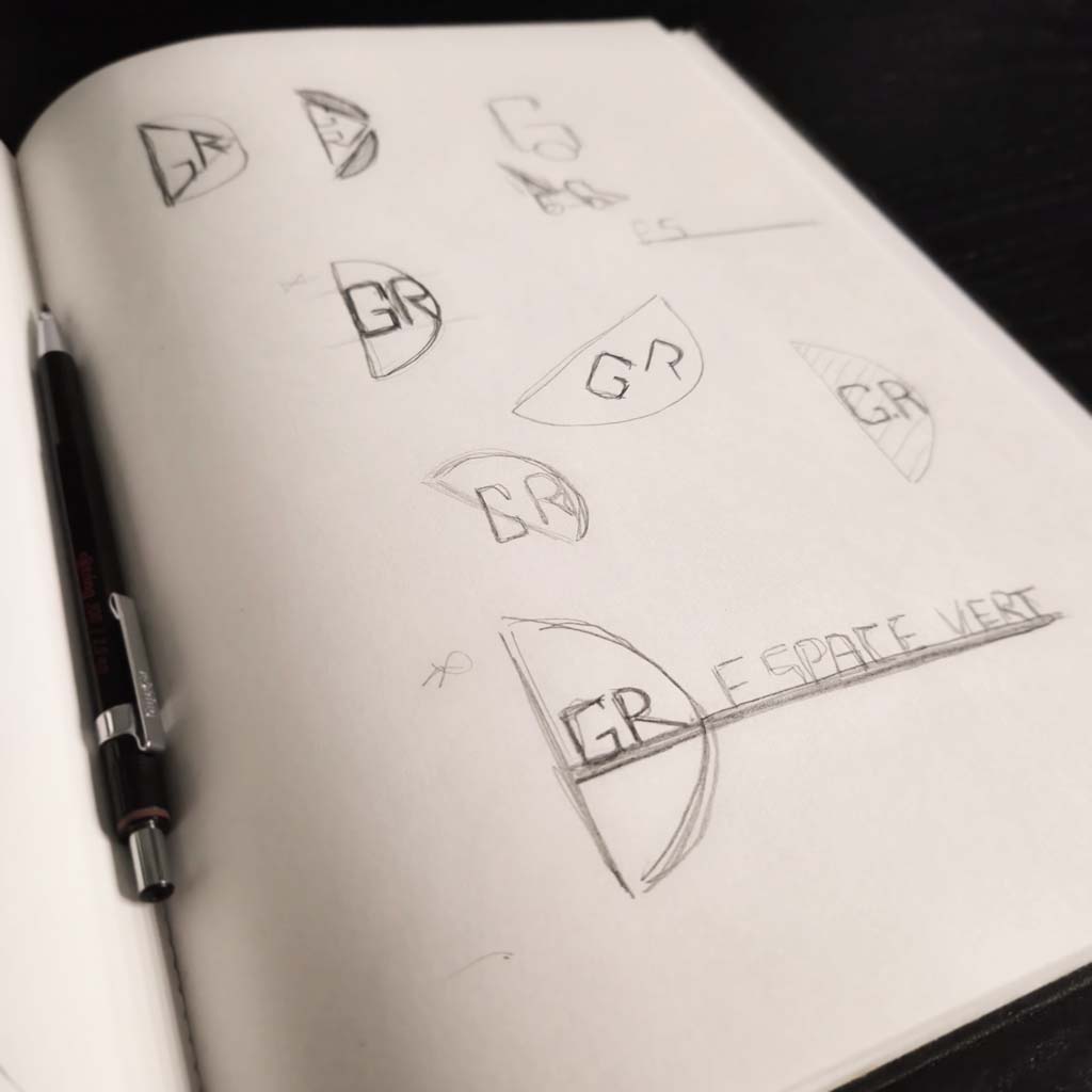 G.R. Espaces verts logo sketches