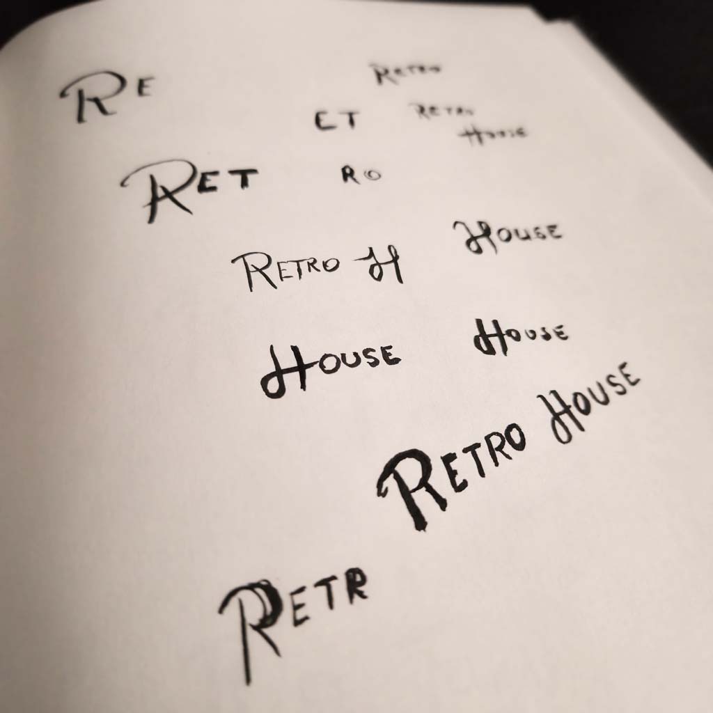 Guly's Retro Shop logo sketches